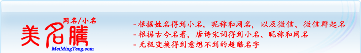 根據(jù)姓名得到小名，昵稱和網(wǎng)名；根據(jù)古今名著，唐詩宋詞得到小名，昵稱和網(wǎng)名；無極變換得到意想不到的超酷名字